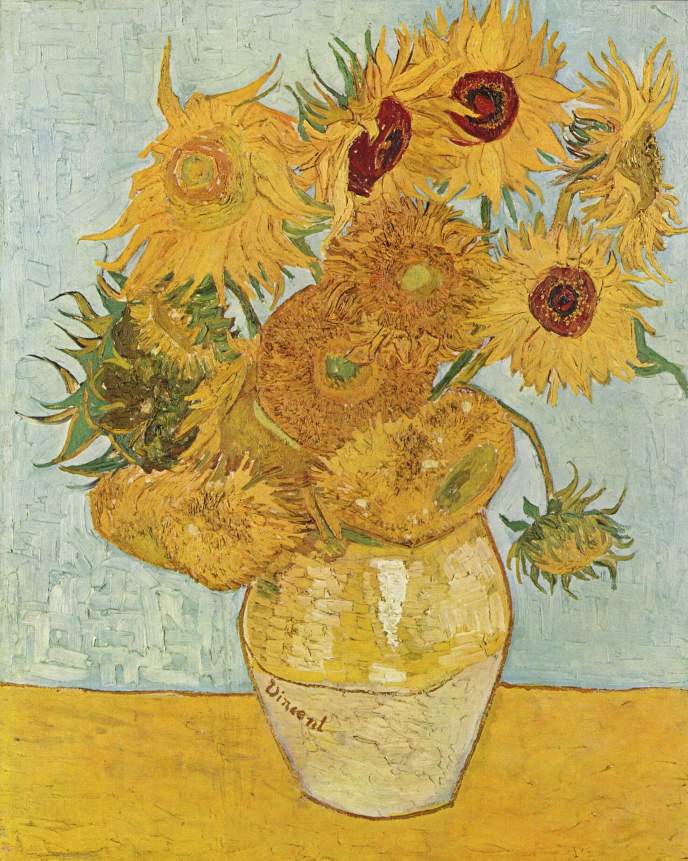 Van Gogh, "Jarrón con doce girasoles", 1888.